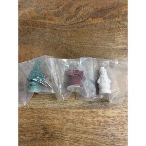 3 WADE Whimsies Tea Rose Collectibles CHRISTMAS TREE SNOWMAN BELL New Christmas